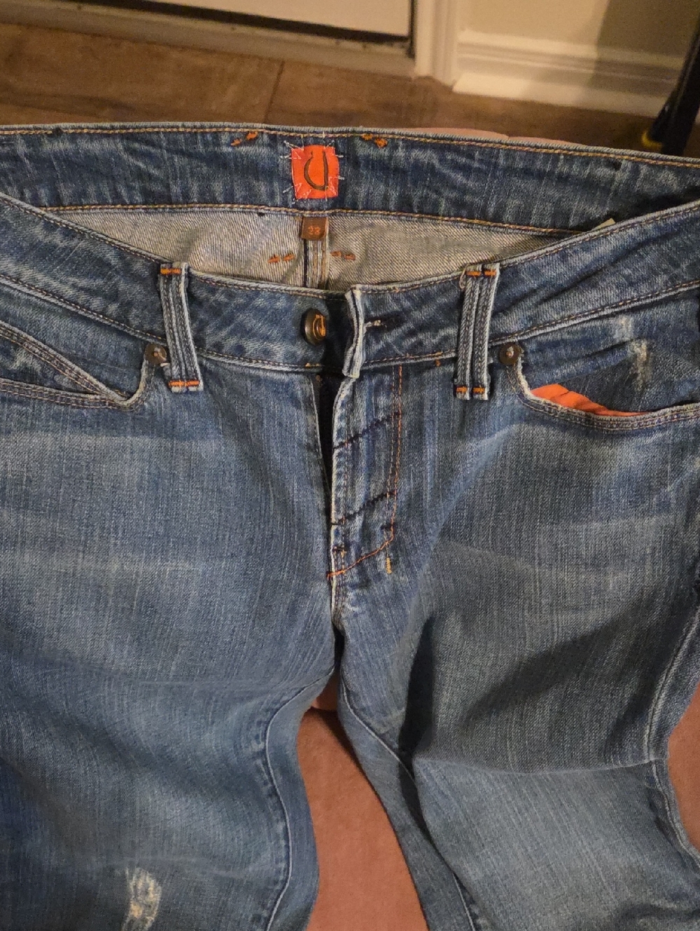 Yanuk Blue Denim Jeans with Orange Accent Womens